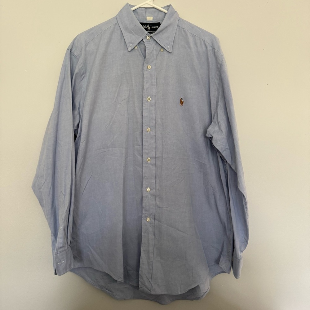 Ralph Lauren‎ Yarmouth 100% Cotton Sky Blue Casual Button-Down Shirt